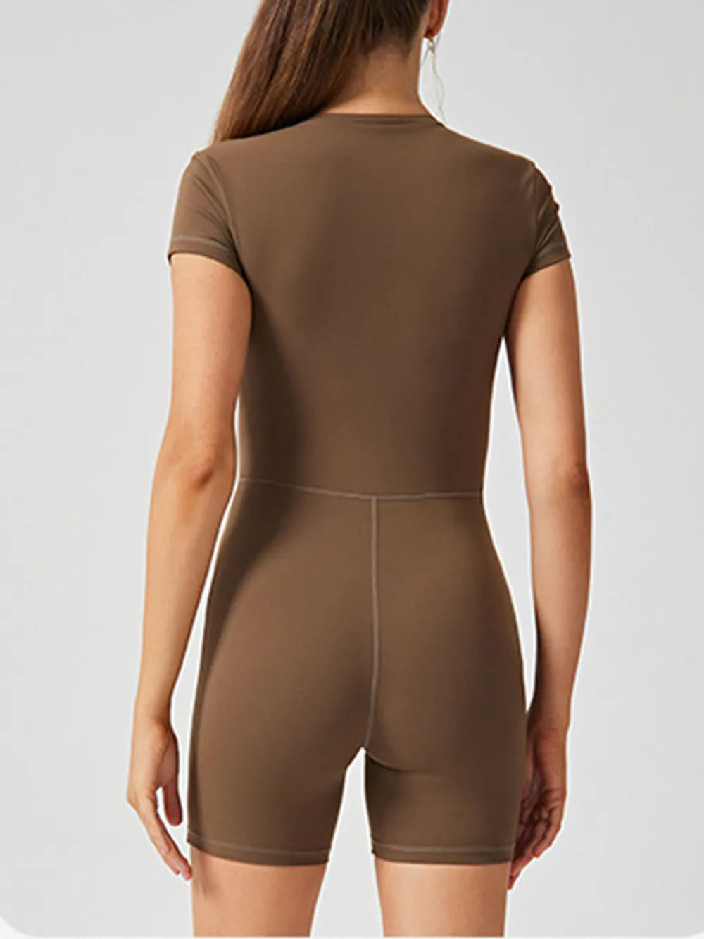 Half Zip Short Sleeve Active Romper - Ladyez