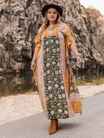 Plus Size Tie Neck Maxi Dress - Ladyez