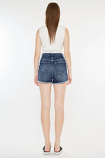 Kancan Raw Hem Button Fly Denim Shorts