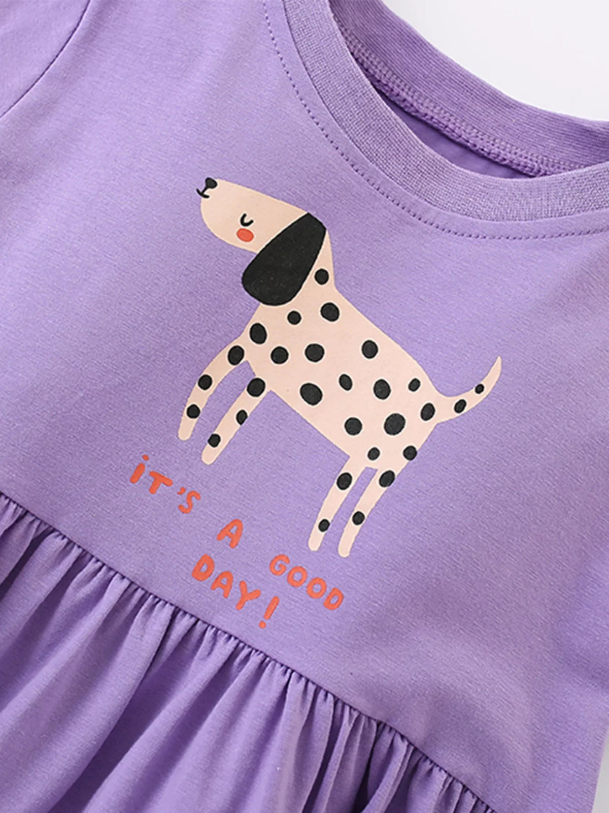 Children's Dog Round Neck Casual Dress