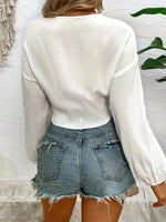 Tied V-Neck Cropped Cover-Up - Ladyez