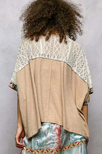 POL Floral Patchwork Lace Accent Blouse