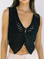 Openwork V-Neck Sweater Vest