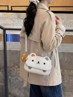 Cartoon Bear Crossbody Bag with Plush Bear Charm