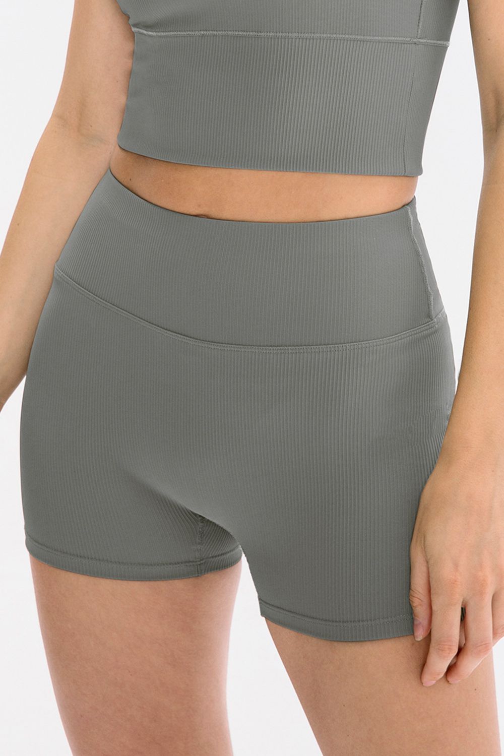 Slim Fit Wide Waistband Sports Shorts - Ladyez
