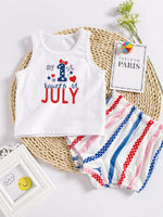 Children's Patriotic USA Floral Tank and Shorts Set