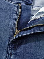 High Waist Button Zip Flare Leg Jeans