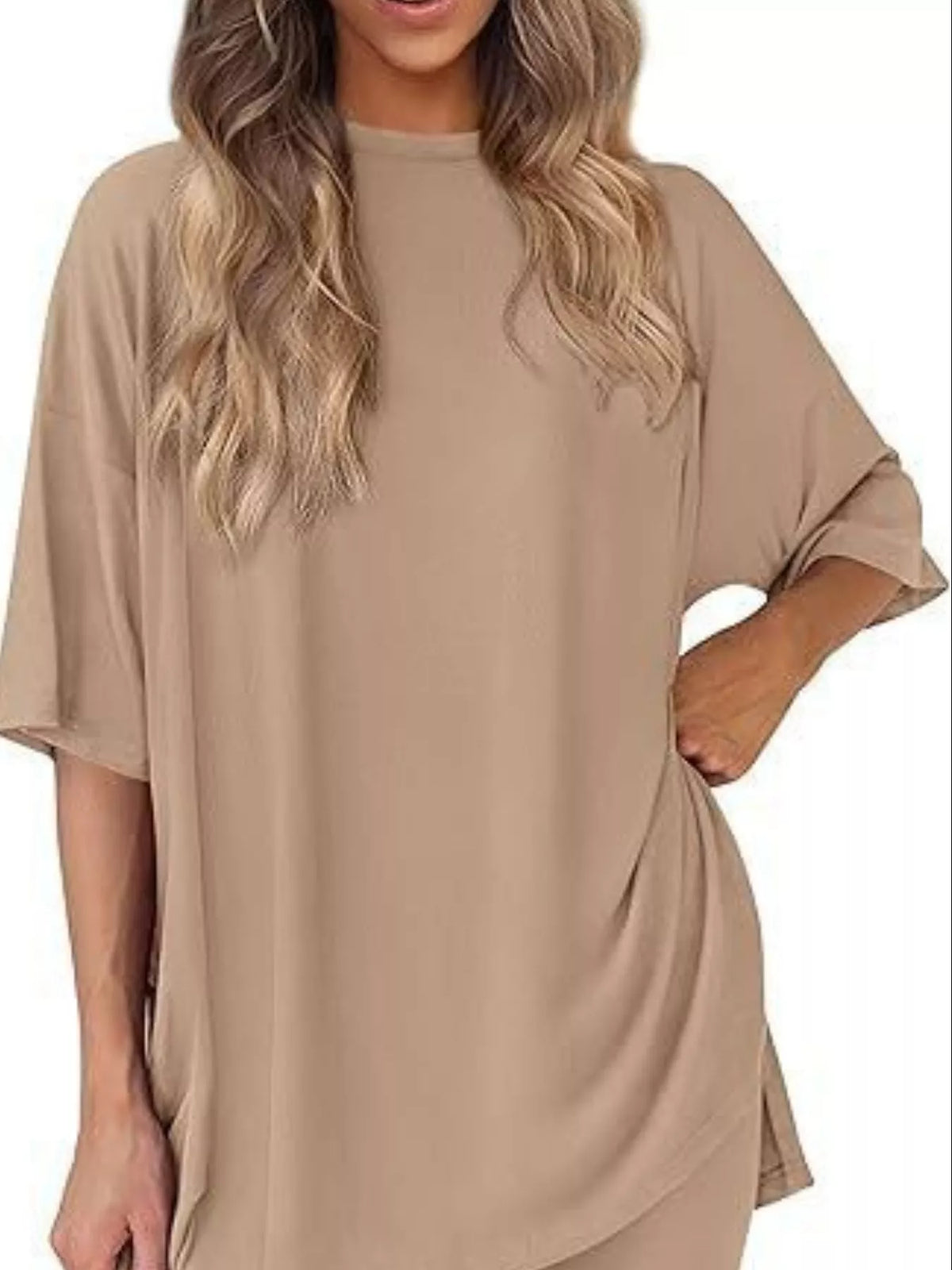 Full Size Half Sleeve T-Shirt and Shorts Set Plus Size