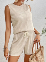 Round Neck Tank Top and Shorts Set