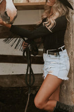 Fringed One-Shoulder Bodysuit - Ladyez
