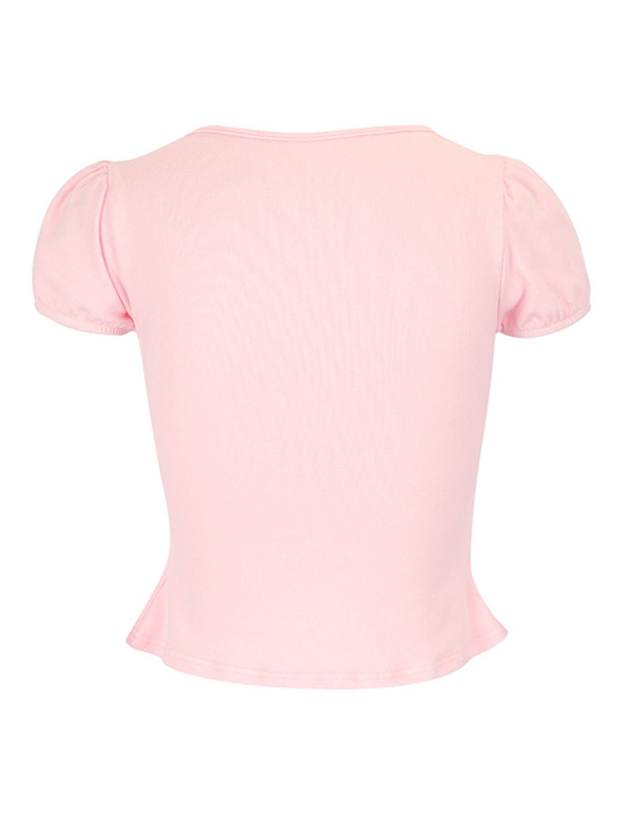 Tie-Front Puff Sleeve T-Shirt