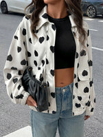 Heart Print Zip Up Jacket