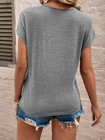 Full Size Lace Detail V-Neck Short Sleeve T-Shirt - Ladyez