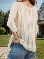 Openwork Round Neck Cover-Up - Ladyez