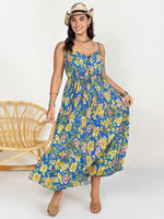 Drawstring Ruffle Hem Maxi Dress - Ladyez