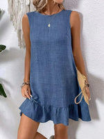 Ruffled Hem Round Neck Sleeveless Dress - Ladyez