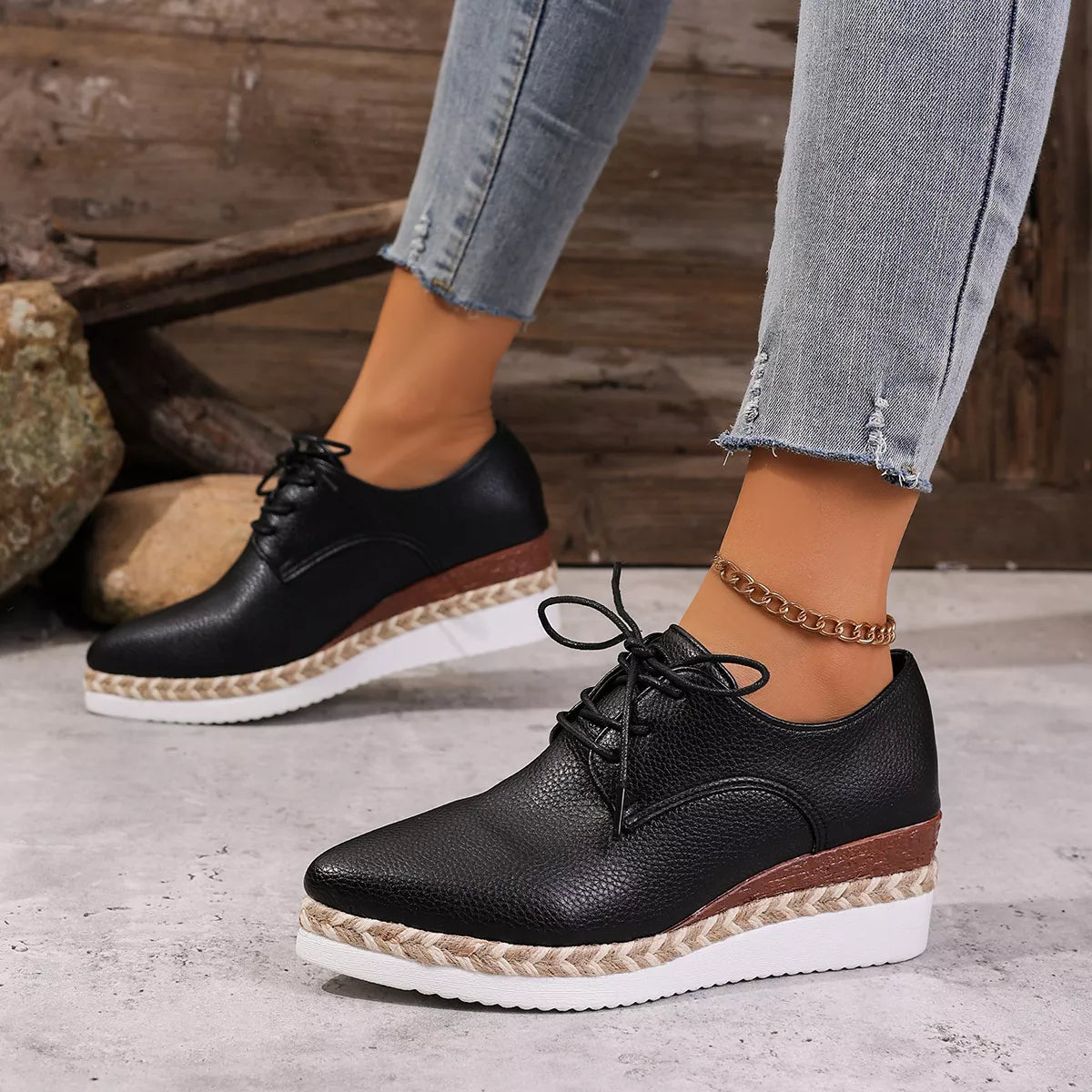 Point Toe Lace Up Sneakers