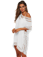 Bohemian Crochet Trim Beach Cover Up Dress - Ladyez
