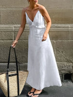 Ruffled V-Neck Maxi Dress - Ladyez