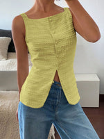 Textured Button-Front Tank