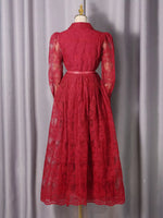 Lace Button Front Midi Dress