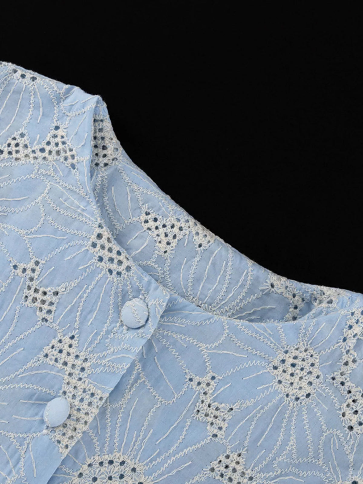 Embroidered Flounce Sleeve Blouse
