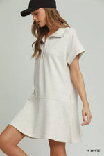 Umgee Collared Quarter Zip Dress with Size Pocket