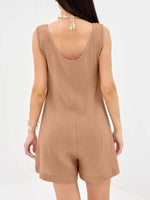Casual Button-Down Sleeveless Romper