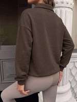 Polo Collar Dropped Shoulder Sweatshirt