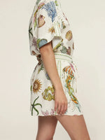 Printed Button Up Shirt and Shorts Set