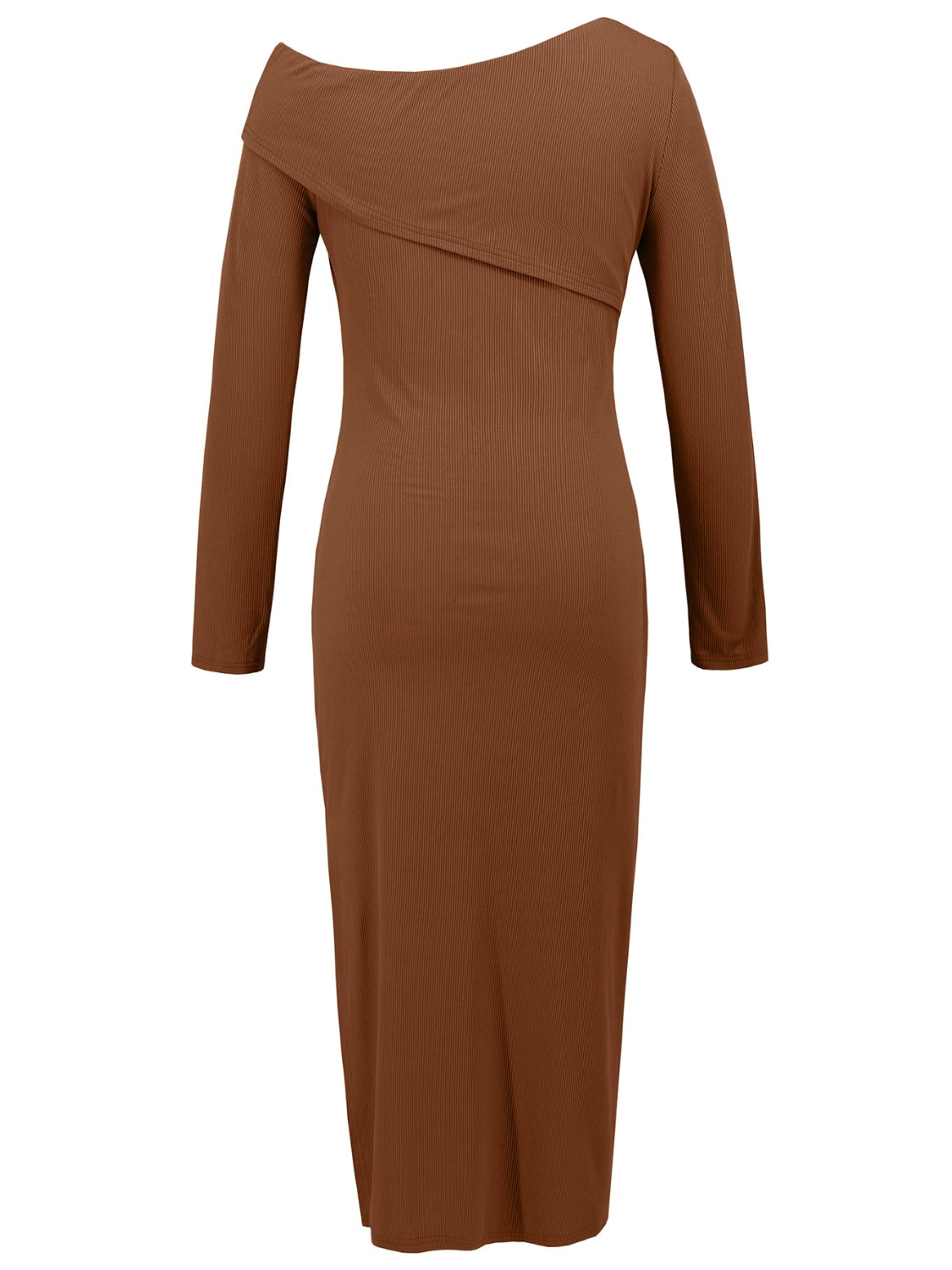 Slit One Shoulder Long Sleeve Dress - Ladyez