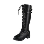 Round Toe Block Heels Boots - Ladyez