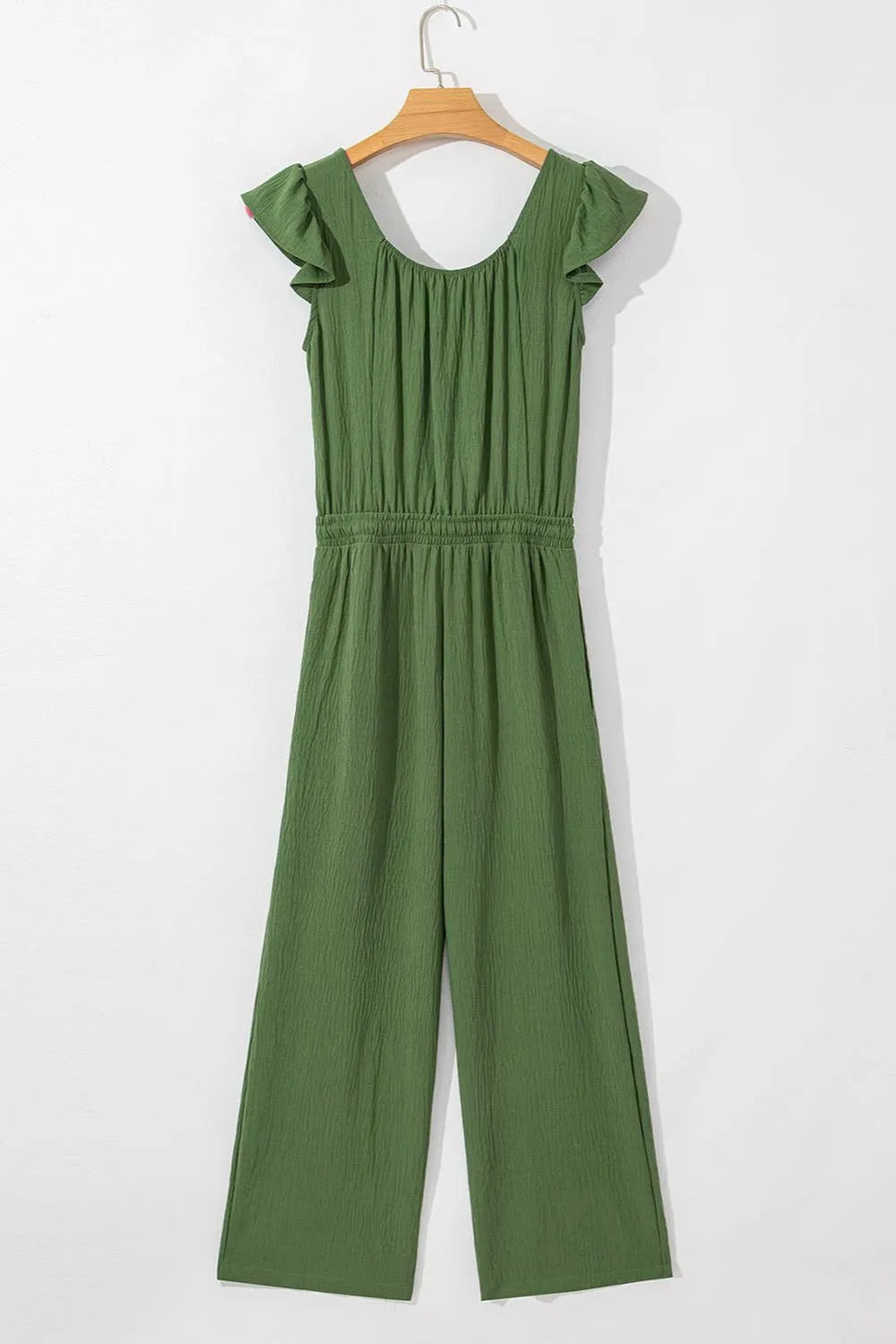 Ruffled Cap Sleeve Wide Leg Jumpsuit - Ladyez