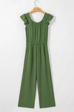 Ruffled Cap Sleeve Wide Leg Jumpsuit - Ladyez