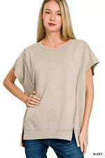 Zenana French Terry Acid WashedHi-low Top