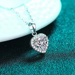 2 Carat Moissanite 925 Sterling Silver Heart Pendant Necklace