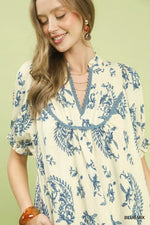 Umgee Mix Paisley Scallop Trim Dress
