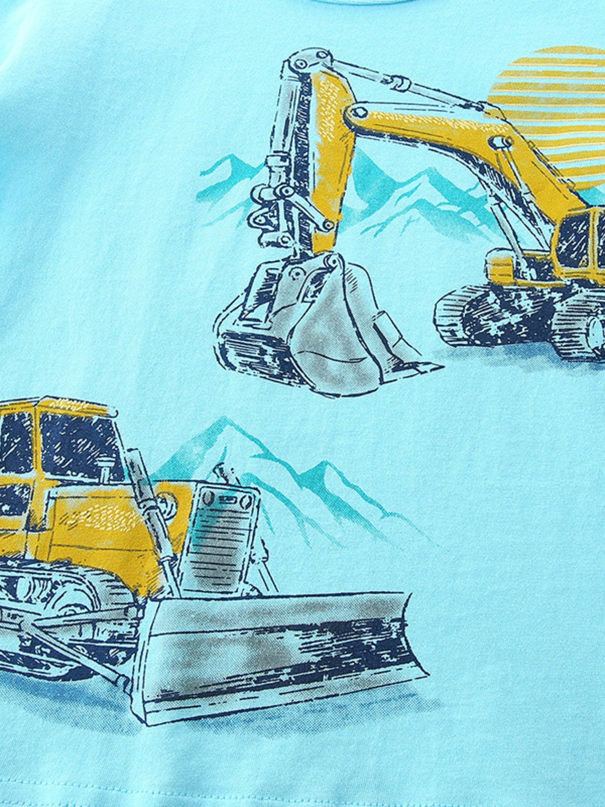 Children‘s Excavator Print Short Sleeve T-Shirt