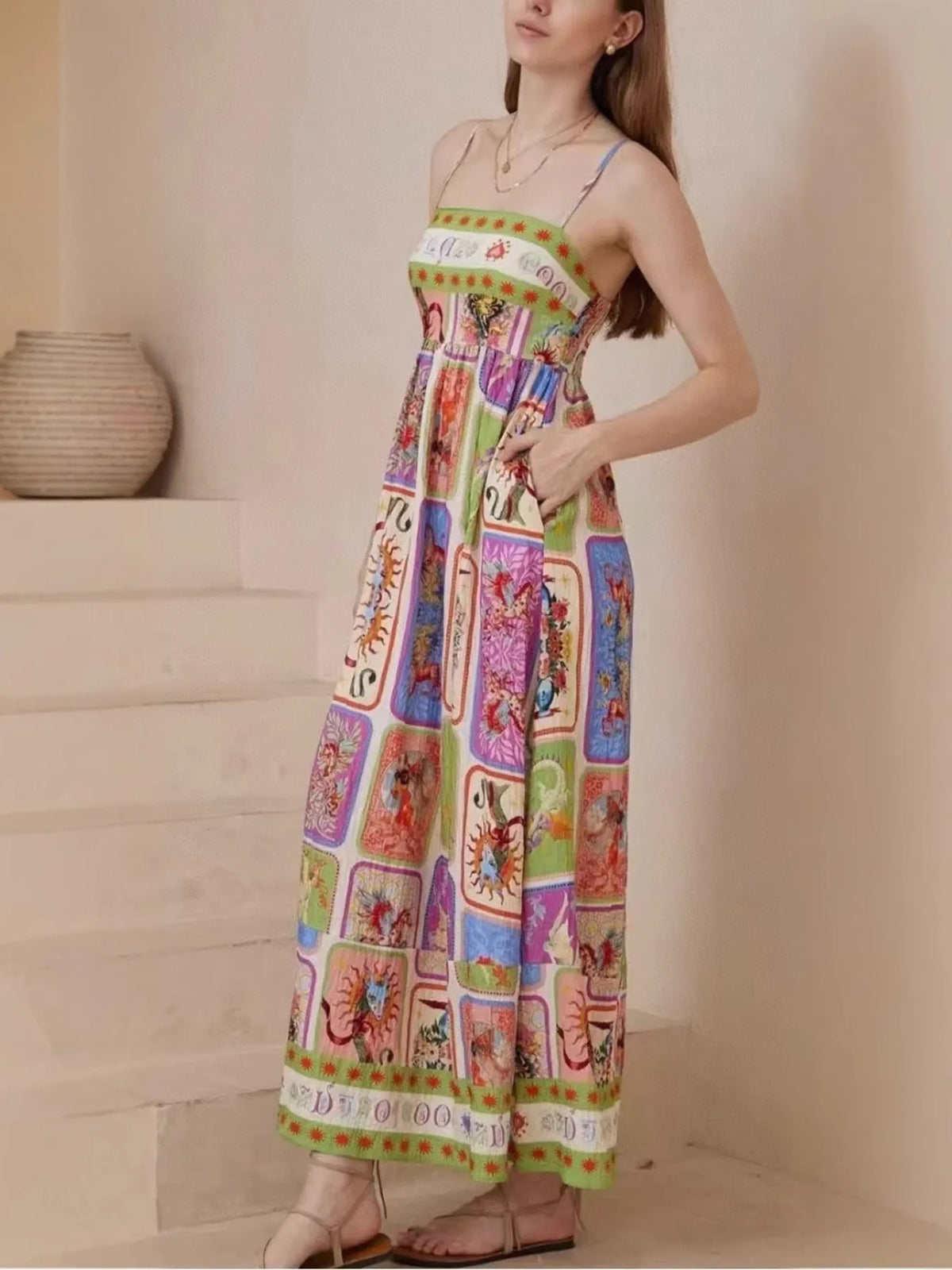 Printed Square Neck Cami Dress