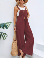 Full Size Casual Wide-Leg Overalls with Pockets Plus Size