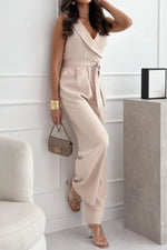 Surplice Sleeveless Wide Leg Jumpsuit