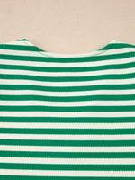 Striped Puff Sleeve V-Neck Blouse