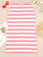 Stripe Cap Sleeve Pocketed Shift Dress
