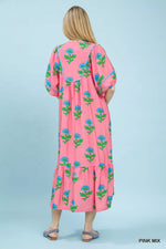 Umgee Floral Print Midi Dress