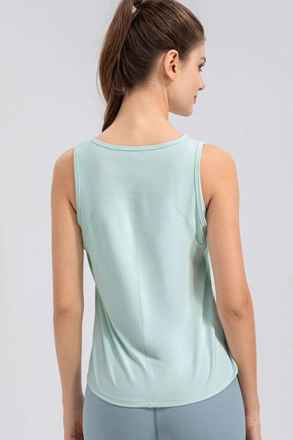 Wide Strap Round Neck Active Tank - Ladyez
