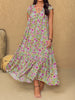 Plus Size Ruffled Printed V-Neck Midi Dress