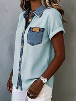 Denim Trim Short Sleeve Shirt