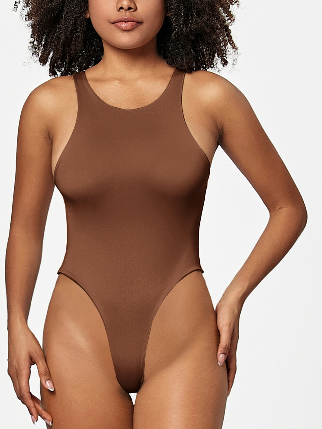 Full Size Round Neck Wide Strap Bodysuit - Ladyez