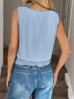 Smocked Waist Round Neck Tank