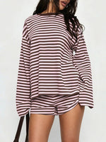 Striped Long Sleeve Top and Shorts Set